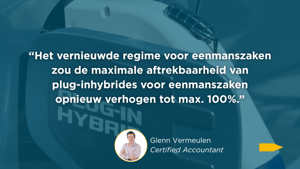 Nieuw gunstregime voor plug-inhybrides enkel voor zelfstandigen belast in de personenbelasting